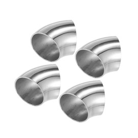 Motoforti 4 Pcs OD 1.5 Inch 45 Degree SS304 Stainless Steel Bend Tube Exhaust Elbow Pipe for Car Modified Exhaust System 1.5" Piping Silver Tone Long-lasting