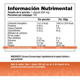 Cúrcuma Orgánica 500mg 100 Capsulas