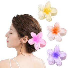 WUBAYI WUBAYI 4 Pcs Flower Hair Clip, Nonslip Flower Claw Clips Strong Hold Hawaiian Claw Clip for Medium Thick Hair Hair Claw Clips for Women and Girls