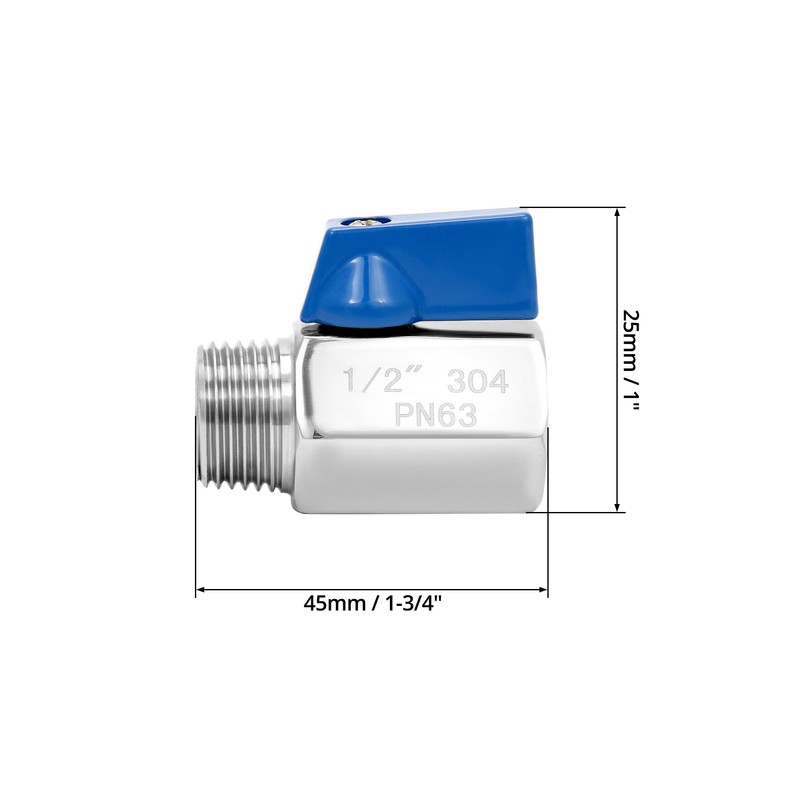 QWORK Mini Ball Valve, 4 Pack 1/2" NPT Thread Female