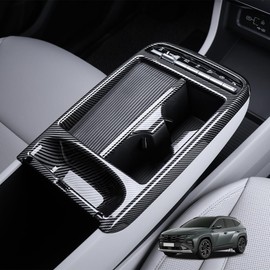 Cnaurda Center Console Gear Shift Panel Frame Cover Trim Car Console Panel Trims Cup Holder Frame Cover Compatible with Hyundai Tucson 2025 (Wood Grain Pattern)