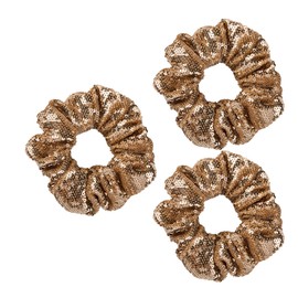Cicimeiluody Sparkling Sequin Hair Scrunchie Hair Tie for Thick Thin Hair Metallic Elastics Ponytail Holders Hair Scrunchies for Grils Hair Accessories for Show/School Performance (3Gold)