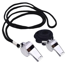 Jzhen Pack of 2 Metal Sports Whistles, Stainless Steel Whistle with Adjustable and Removable Lanyard, Whistle for Trainer, Referee, Police, Football, Sports, Emergency, Dog Training
