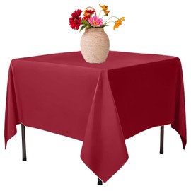 Elegant Event Essentials-Celebration-Ready Polyester Square Tablecloth Collection: Elevate Your Home, Wedding, and Dining Experiences with Elegance and Wrinkle-Free 45 x 45 Inch Burgundy