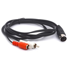 HTGuoji 5 Pin Midi to RCA Cable, 5-Pin Din Male to 2 RCA Phono Male Plugs Audio Lead Cord for Bang & Olufsen, Naim, Quad, Stereo Systems (1.5 meter)