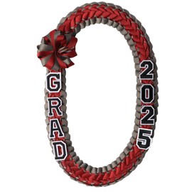 TFTAFAN Graduation Leis Grad 2024 Money Lei Necklace Braided Necklaces For High School College Graduation DIY Decors Party Supplies (Maroon and Gray, 2)