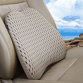 XINJUN Memory Foam car Lumbar Support Pillow - Memory Foam Back Cushion - Used for car Seats, Office Chairs, recliners, Sofas, etc. (Beige)