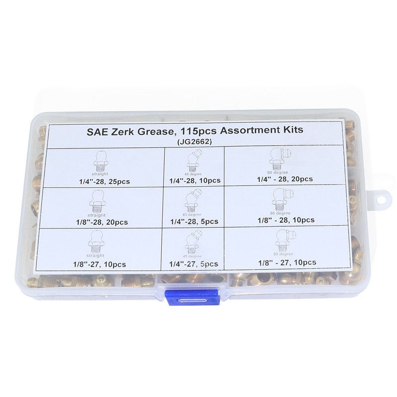 Boeray 115pcs 1/4“ 1/8” Hydraulic Grease Brass Zerk Fitting SAE