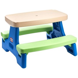 Little Tikes Easy Store Jr. Kid Picnic Play Table, Blue,green
