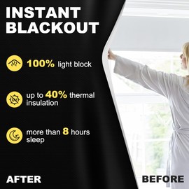 OUDUCK 149 x 300 cm Blackout Shades for Bedroom, Portable Blackout Curtain No Drilling Travel Blackout Blinds for Any Windows, Window Shades Blinds for Baby Nursery