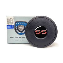 VSW S9 Horn Button Compatible with 9 Bolt Steering Wheel, Chevy SS, Red Emblem, STE1035