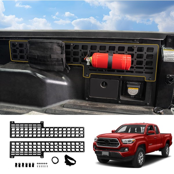Maxzina Side Molle Panel Compatible with 2005-2023 Toyota Tacoma 5ft Short Bed Truck Bed Panel Rear Storage Organizer Cargo Shelf Rack Replacement for 2022 Toyota Tacoma Accessories