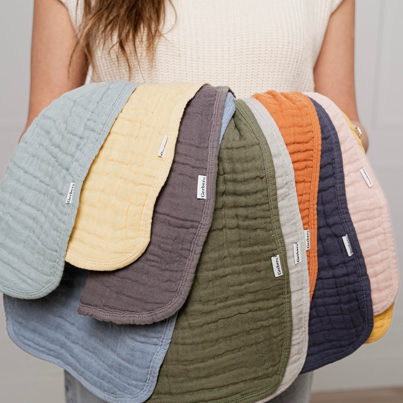 Gerber Baby Unisex Muslin Burp Cloths 5-Pack, Multi Stars, Large