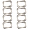 SOFPLATE 1 Box 8Pcs Silver Rectangle Buckle Ring Flat Metal