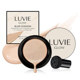 Base de maquillaje Cushion, crema CC con efecto hongo, corrector hidratante, iluminador, de larga duración, efecto BB natural, tono uniforme para todo tipo de piel (Warm)
