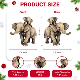 365Rustic 2 Side Printed Elephant Wooden Christmas Ornaments 2024, Keepsake for Women, Men and Friends, Elephant Family Christmas Tree Ornaments, Animal Christmas Tree Decorations