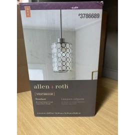 allen  roth Westbrook Brushed Nickel Coastal Cylinder Mini Hanging Pendant Light