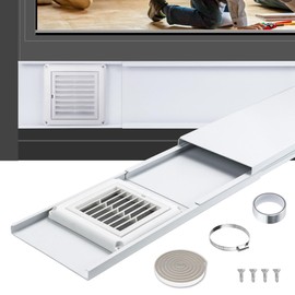 GCGOODS Dryer Vent Window Seal Plates for 4 Inch Dryer Hose, Adjustable Dryer Vent Window Kit with Louvered Vent Cover, Universal Sealing Panels for Sliding Windows, Aluminum Seal Tape Included