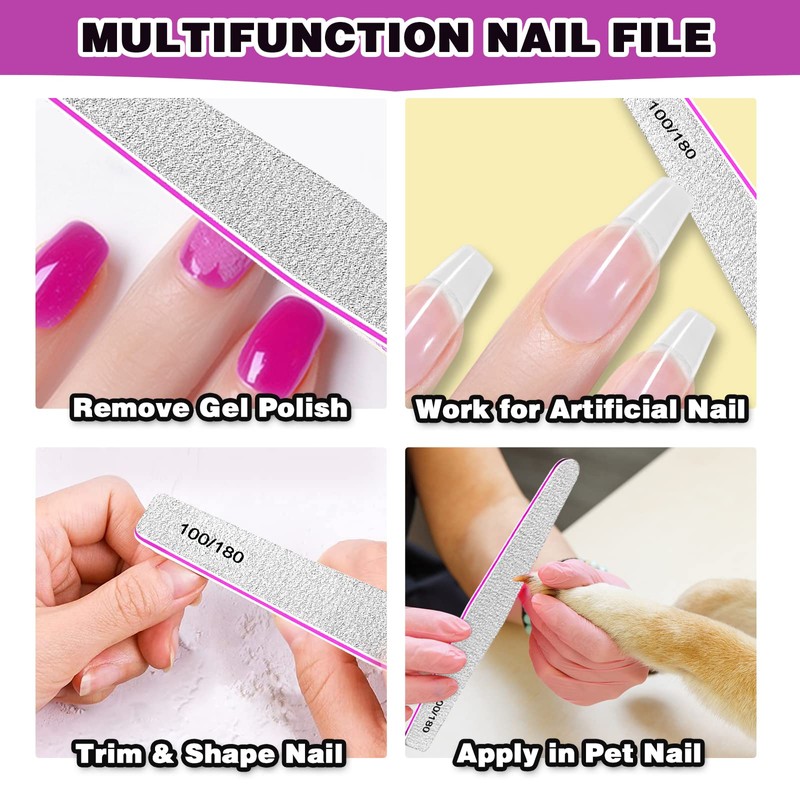 Nail Files Set, FANDAMEI 15pcs 100/180 Grit Professional Nail Boards
