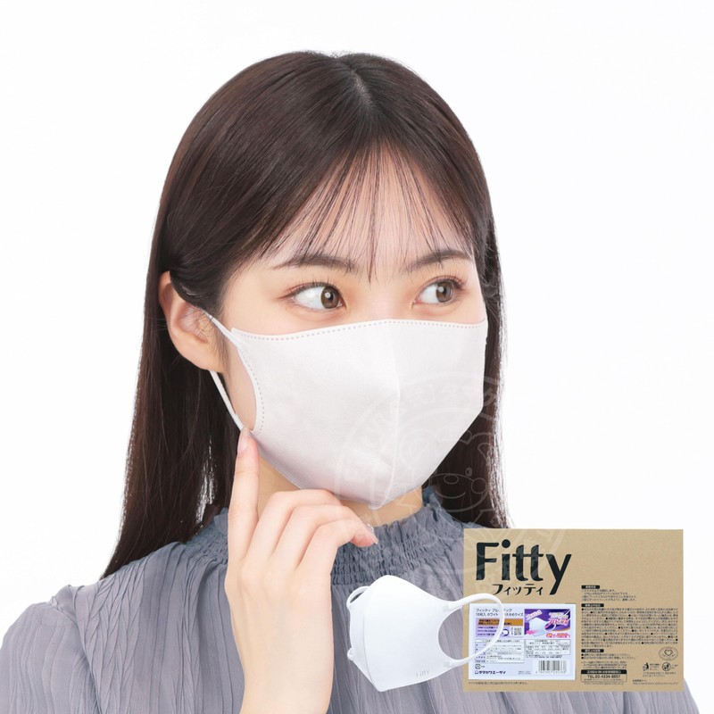 [フィッティ] Fitty ブレステック マスク 18枚 (やや大きめサイズ/不織布/立体) 個包装 立体マスク (3層構造 /