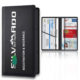 VAICHYIQM Leather Car Registration and Insurance Cards Holder Black Glove Box Paperwork Organizer Documents License Storage Interior Accessories Compatible with Chevy Silverado (SIL)