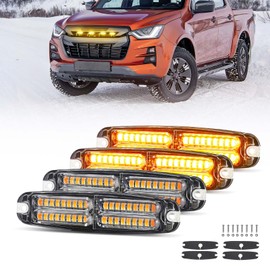 JMEST LEAD Amber Strobe Lights Kit for Trucks,Sync Feature Emergency Strobe Grille Lights,Surface Mount Warning Flashing Chase Light for Truck Vehicles Car SUV (4PCS)