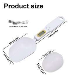 Electronic Weighing Spoon, 0.1-500g White Digital Food Measuring Scoop Spoon Scale High Precision Gram Measuring Spoons for Powder Tea Ingredients Food Coffee Spice