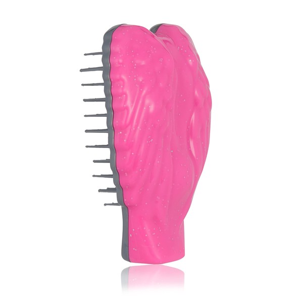 Tangle Angel Reborn Compact Pink Sparkle Detangling Hairbrush Made from Recycled Plastic Best Sustainable Eco-Friendly Detangler Comb for All Hair Types Thick Thin Wet Dry Women Girls Kids Travel