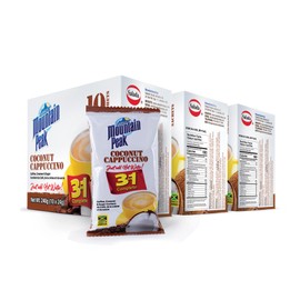 Jamaica Mountain Peak Coconut Cappuccino 3 in 1 Instant Coffee Mix, Contains Coffee, Creamer & Cane Sugar (30 x 24g Sachets)