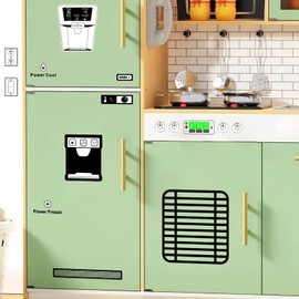 Play Kitchen Refrigerator Decals Vinyl Fridge Sticker Oven Microwave Decal Waterproof Replacement Stickers for Kids DIY Kitchen Toy Fridge Decals for Toddlers Playroom Kindergarten Decor