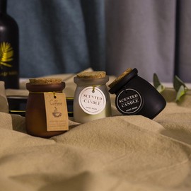 Scented Candle in Glass Jar,150G Soy Wax Essential Oil Chakra Plant Aroma Candle for Wedding Anniversaries Birthday Holiday,Prefect Gift for Meditation Relief Mood (Brown)