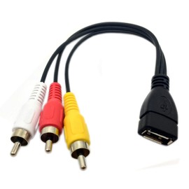 Halokny USB to 3 RCA Cable, 8 inch USB 2.0 A Female to 3RCA Male Audio Video Capture Card AV Composite Adapter Cable (USB F/3RCA M)