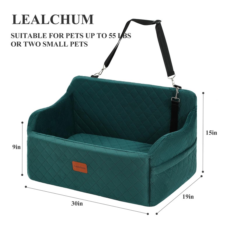 Lealchum Dog Car Seat for Medium/Large Dogs,2 Clip-On Safety Leashs