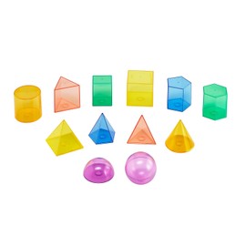 edxeducation-21339 Transparent Volume Set - Set of 12 Different Shapes - Geometric Solids - Math Supplies for Kids