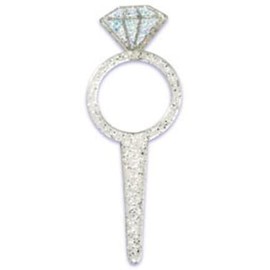 24 Count Bling Diamond Ring Glitter Cupcake Picks Toppers Wedding Bridal Shower Party Supplies