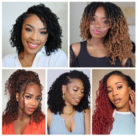 Yanky Twist Crochet Hair - 8 Inch Yanky Twist Pre Looped Crochet Hair 8 Packs Senegalese Twist Crochet Hair Extensions 1B/Bug Bohemian Passion Twist Hair for Black Women
