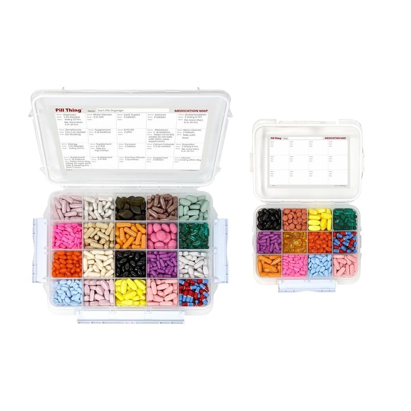 20 Compartment Large Pill Case with Airtight Seal - Silicone