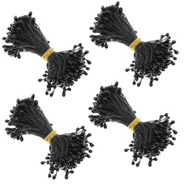 Lind Kitchen 4 Bouquets 55mm Artificial Pearlized Floral Stamen Flower Stamen for Flower Making Scrapbook Decoration Artificial Flowers, Pearlescent Black