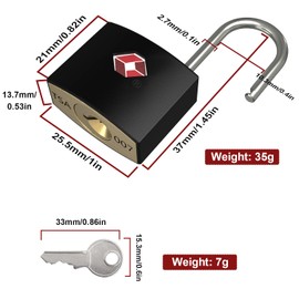 TSA Luggage Locks with Keys, [4 Packs][8 Keys] Diyife Key Travel Locks, Suitcase Padlock for Luggage, Keyed Luggage Locks Brass for Gym Lockers, Laptop Bags,Travel Suitcases（Black