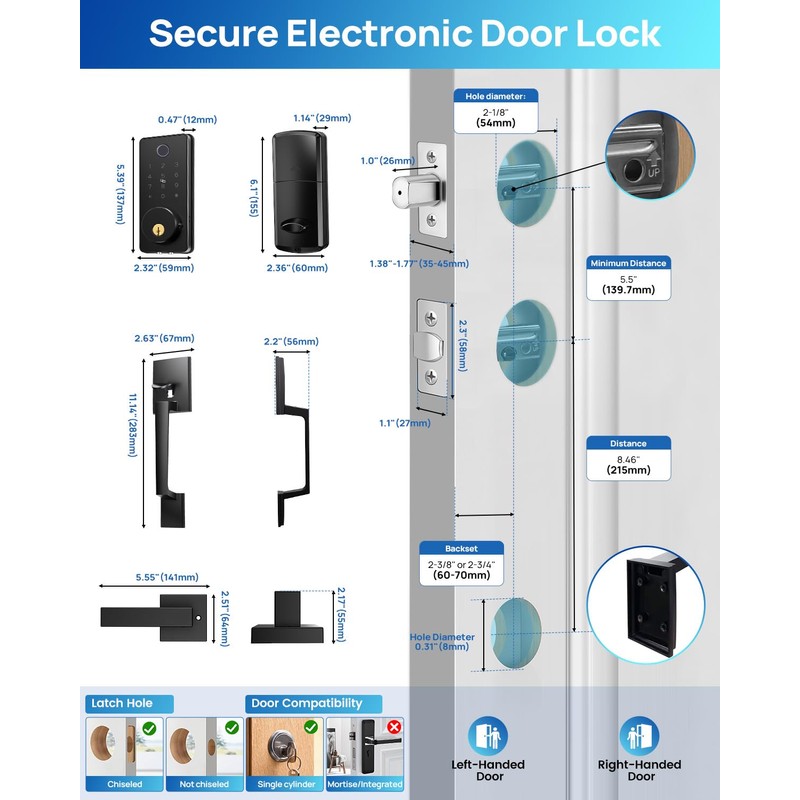 LOCTIAN Smart Fingerprint Door Lock Set with APP Control –