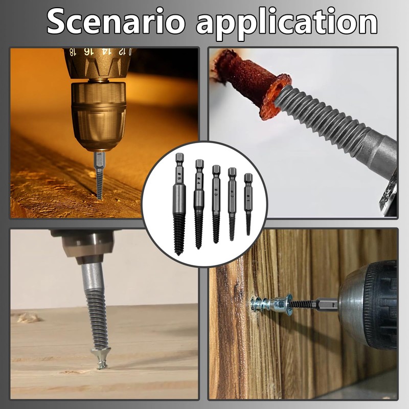 10pcs Screw Remover and Extractor Bit Set,Screw Extractor Set,1/4"" Hex