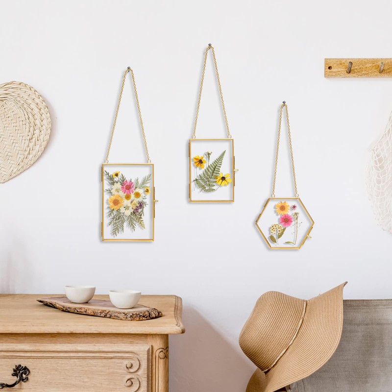 Double Glass Frame for Pressed Flowers - w/Real Dried Flowers