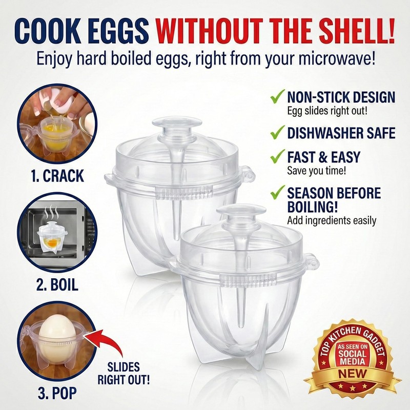 Innodoris Microwave Egg Cooker (2 Pack), Rapid Hard Boiled Egg