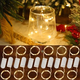 FTEOYEL 12 Pack Fairy Lights String, 7 Ft 20 Led Battery Operated Waterproof Metal Wire String Lights for Gifts Birthdays Bedroom Atmospheric Decorations (Warm Color)