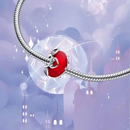 Frosted Red Murano Glass & Hearts Charm for Bracelets Necklaces,925 Sterling Silver Beads with Jewelry Gift for Women Girls Family & Friends at Christmas