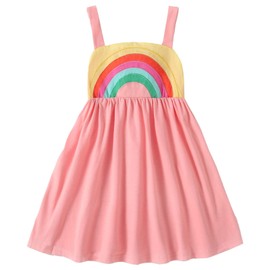 Frogwill Toddler Girls Fifties Summer Dress Pink Rainbow 2-7Y 4T, Pink