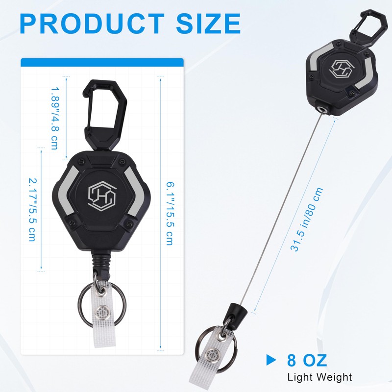 Chambom 2-Pack Retractable Keychain - Heavy Duty Badge Holder, ID