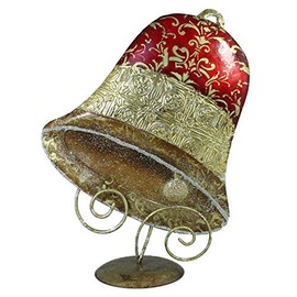 colourliving Decorative Christmas Bell Christmas Decoration Hand-Painted 34 cm High Metal Figure