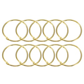 sourcing map 24Pcs 3 Inch Shower Curtain Rings Rustproof Metal Round Shower Hooks Snap Joint Design for Bathroom Shower Rod, Gold