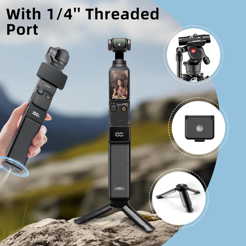 INSEESI Pocket3/4 Battery Handle for DJI osmo Pocket 3 Extended